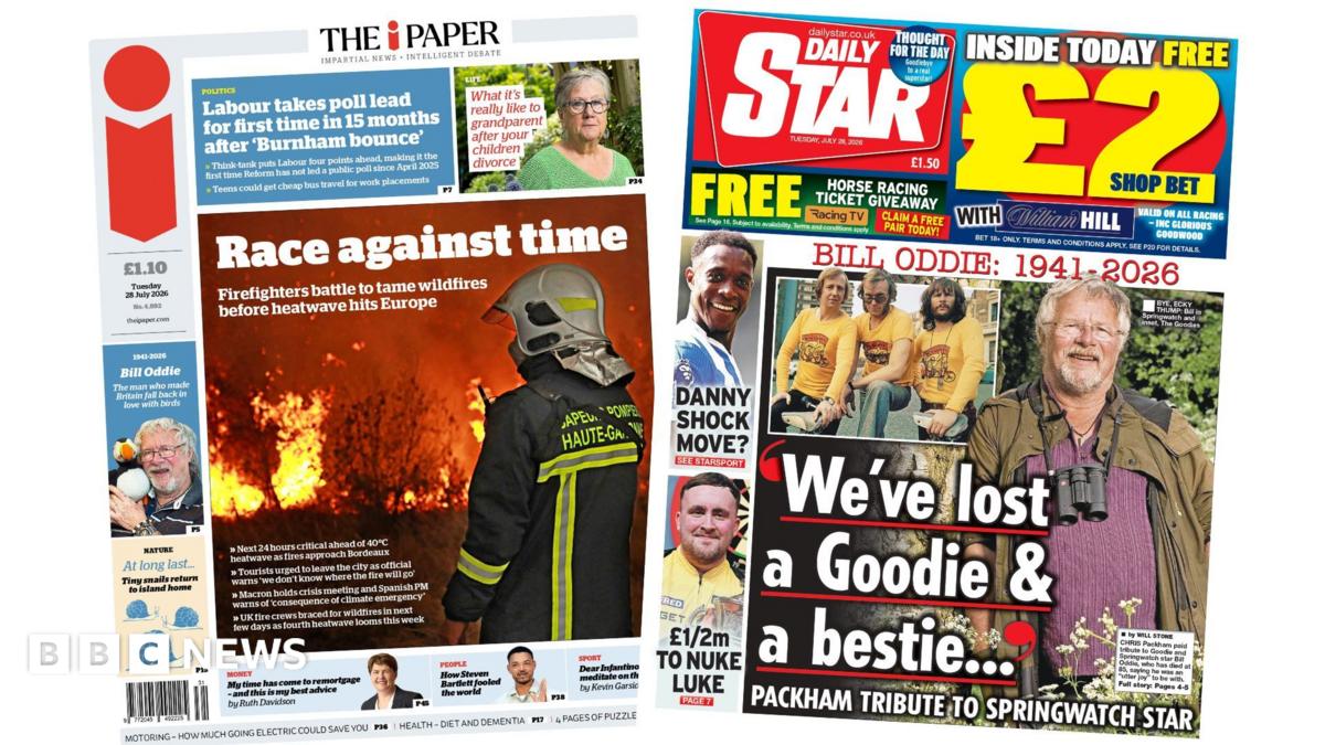Newspaper headlines: ‘Race against time’ and ‘We’ve lost a Goodie’