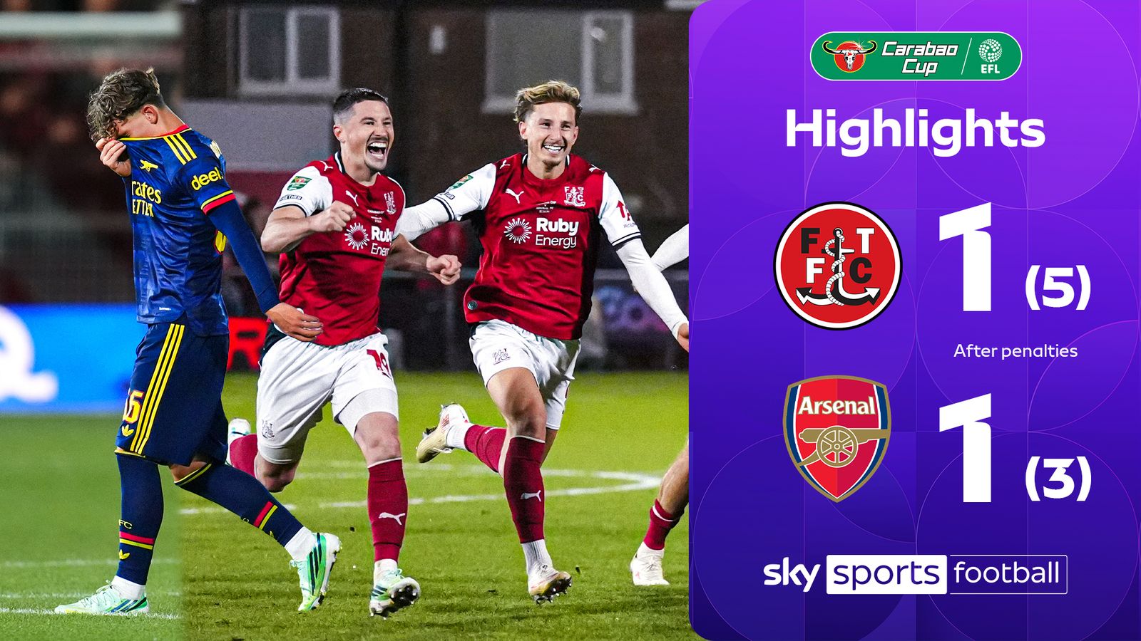 Arsenal OUT on pens to League Two Fleetwood!