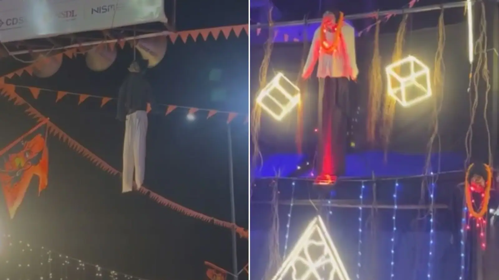 Blue Drum Murder Convicts Muskan Rastogi Sahil Hung Alongside Demons At UP Pandal